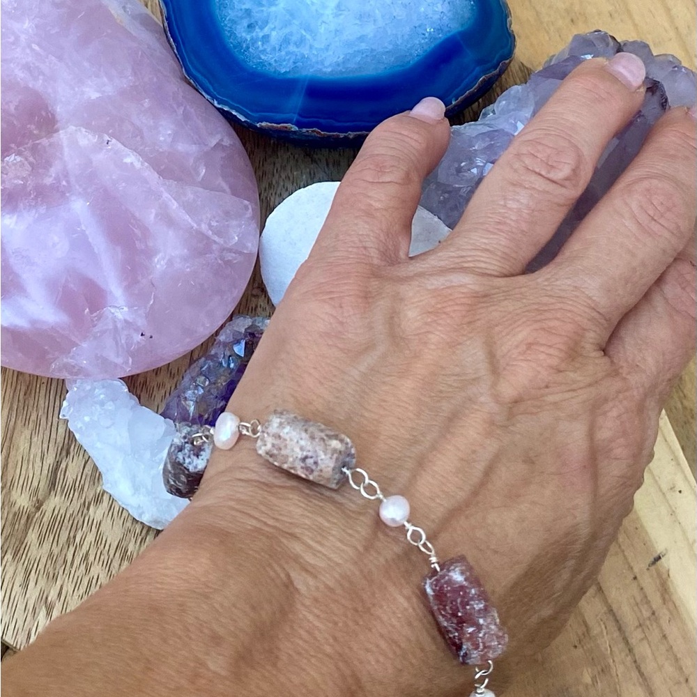 Dainty Pink and Silver Crystal Bracelet